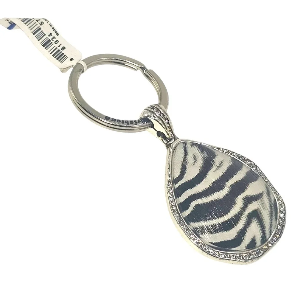 Brighton Trinity Zebra Key Fob Swarovski Crystal Resin Pendant E14680 OS Silver